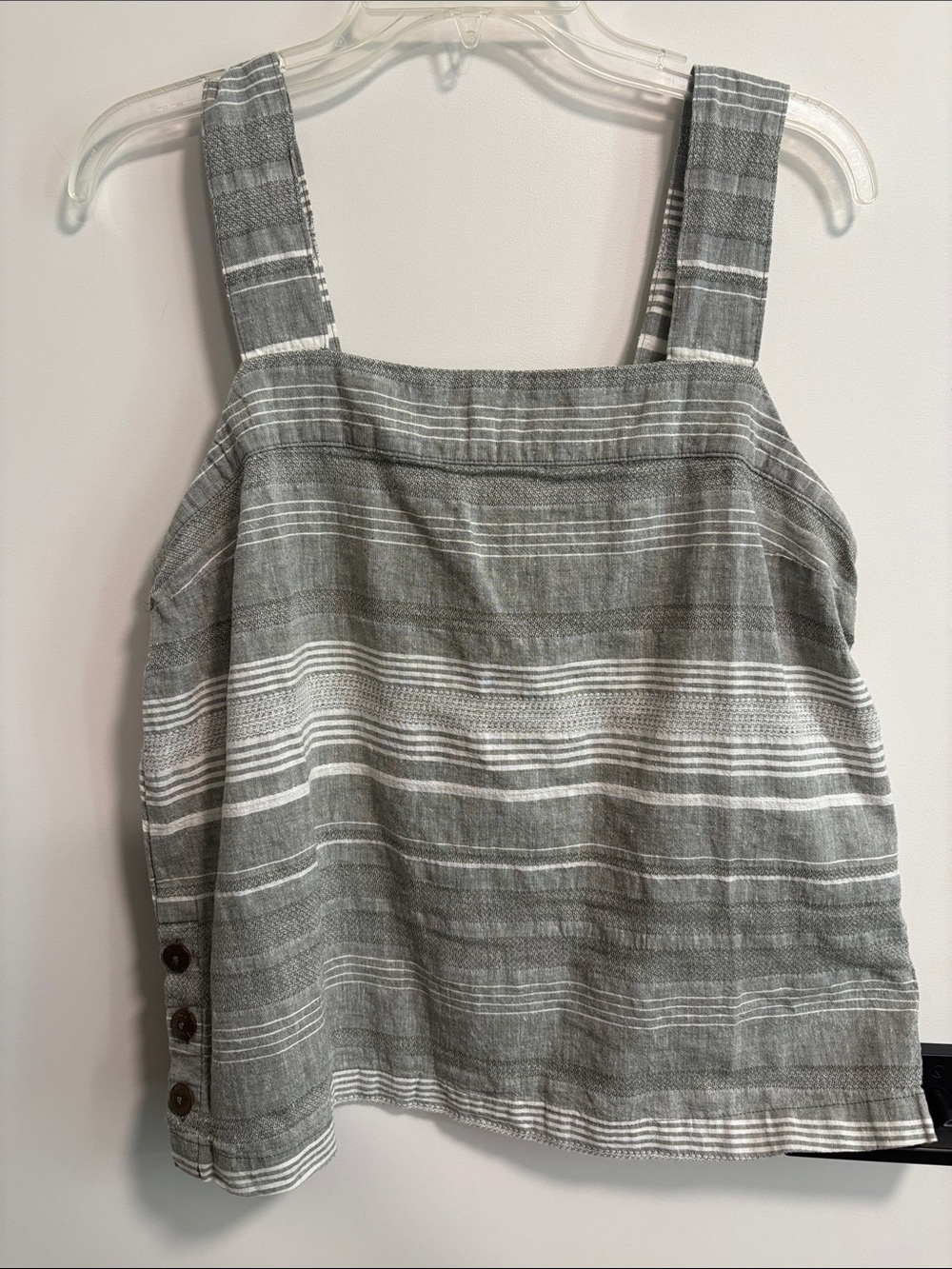 Carve Designs Gray and White Striped Square-Neck Tank